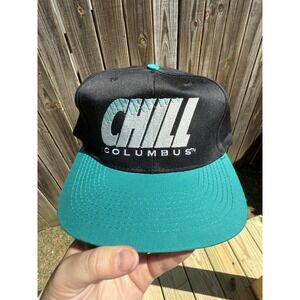 Vintage CHILL Columbus Black SnapBack Hat Embroidered Otto 90s 80s